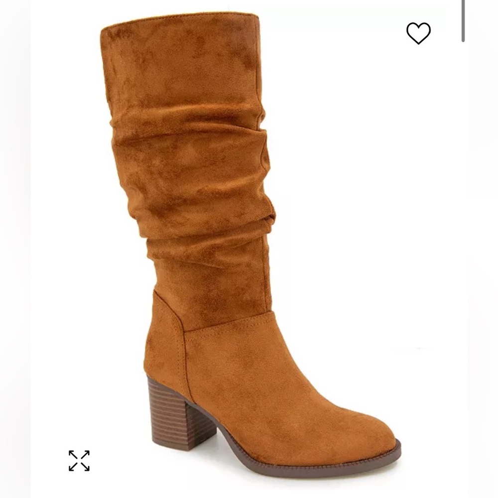 Kenneth Cole Reaction‎ Sonia Brown Slouch Mid Calf Block Heel Boots Womens 5.5